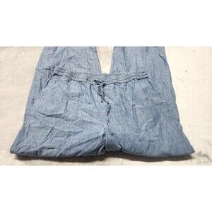 J. Crew Womens Size 14 Blue 100% Cotton Chambray Slim Wide Leg Drawstring Pants